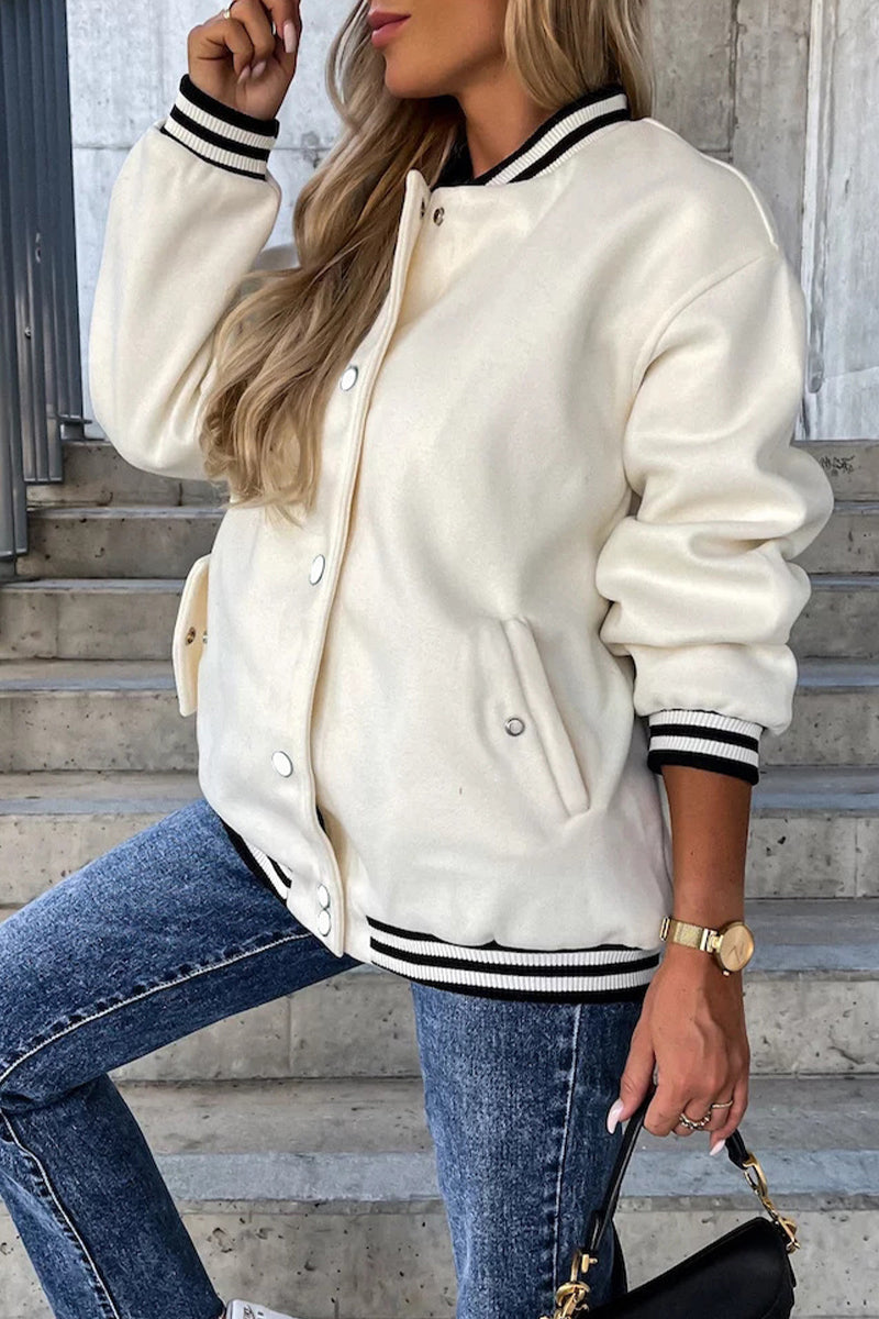 Shopnory | Street Color Block Buckle Kontrast O Neck Jacke(4 Farben)