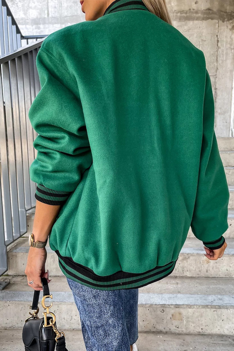 Shopnory | Street Color Block Buckle Kontrast O Neck Jacke(4 Farben)