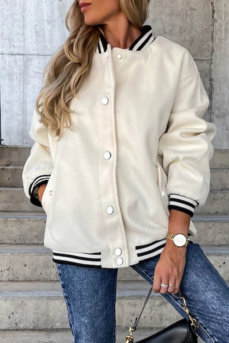 Shopnory | Street Color Block Buckle Kontrast O Neck Jacke(4 Farben)