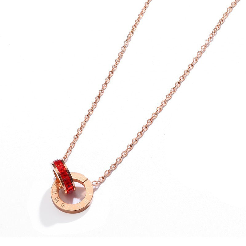 Damen elegante Halskette mit doppeltem Anhänger im modernen Design Shop Nory