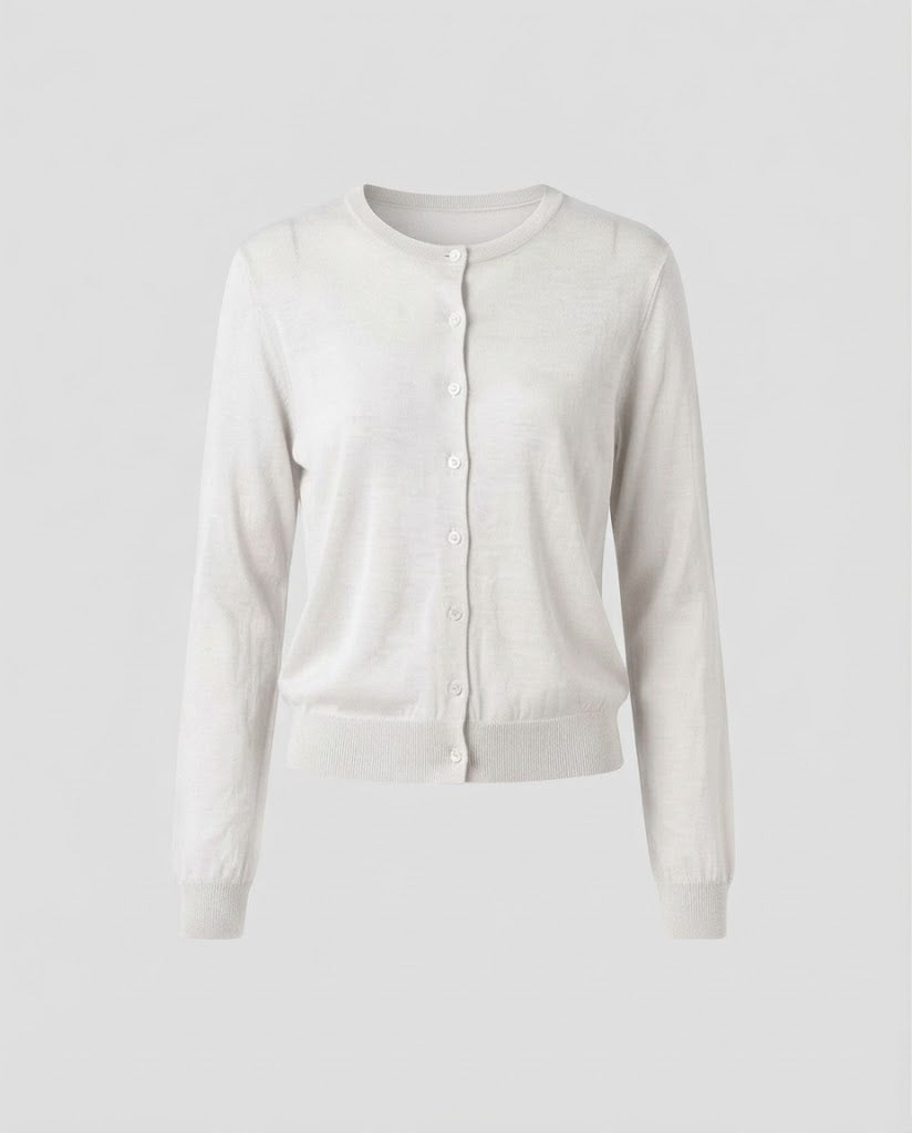 Damen Leichter Feinstrick-Cardigan mit feiner Knopfleiste und Rundhalsausschnitt Shop Nory