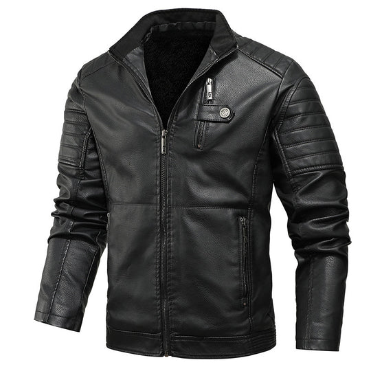 Herren Urbaner Bikerjacke in Lederoptik mit Teddyfutter und gesteppter Ärmeldetail Shop Nory