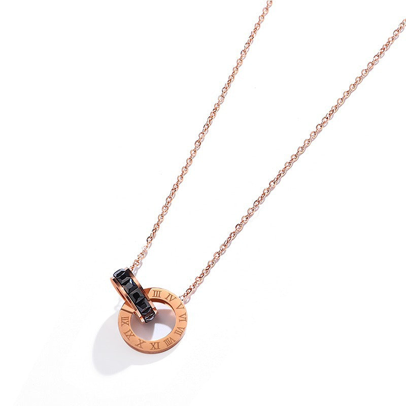 Damen elegante Halskette mit doppeltem Anhänger im modernen Design Shop Nory