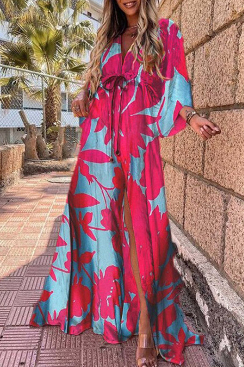 College Vacation Print Frenulum Strandkleid Kleider