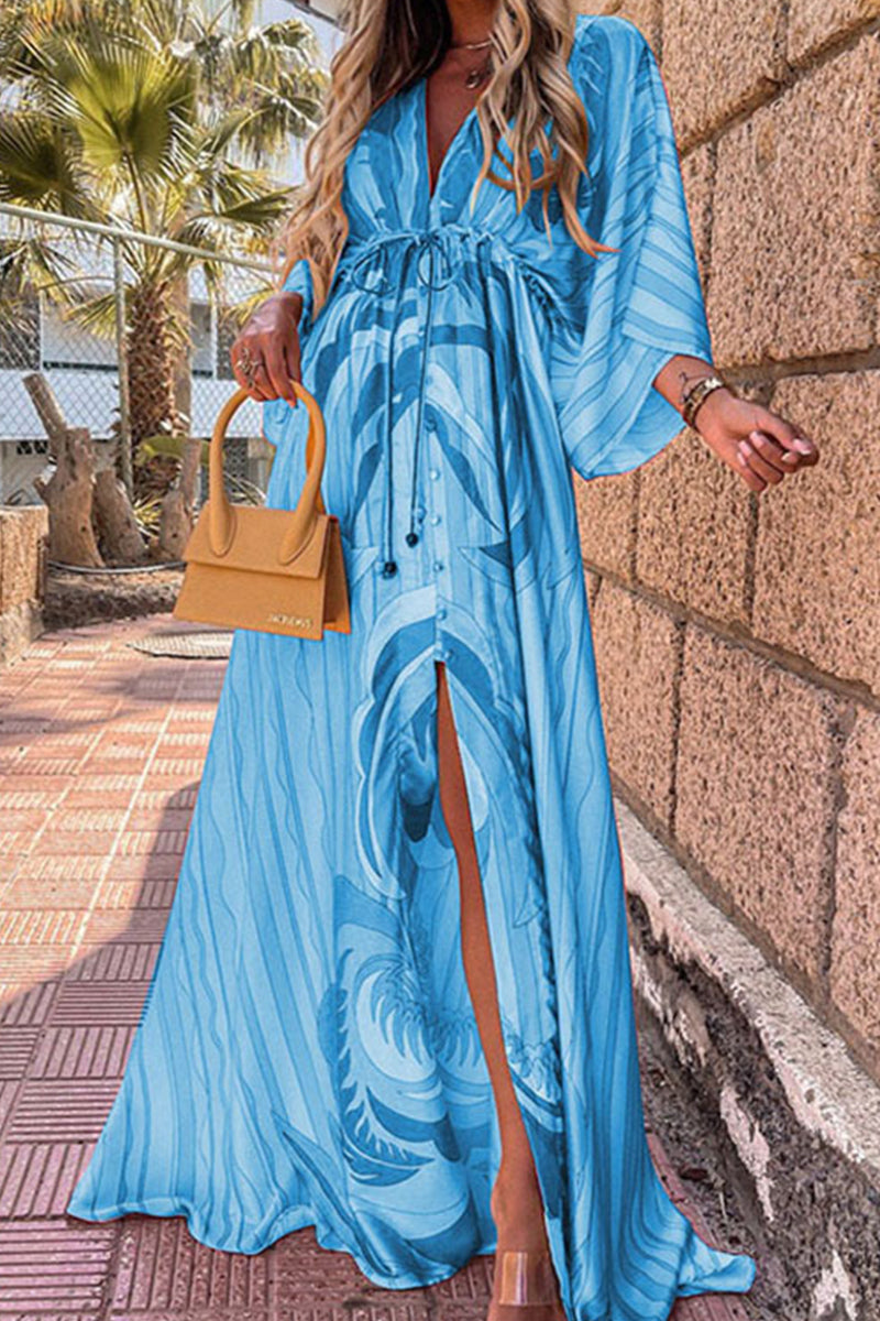 College Vacation Print Frenulum Strandkleid Kleider