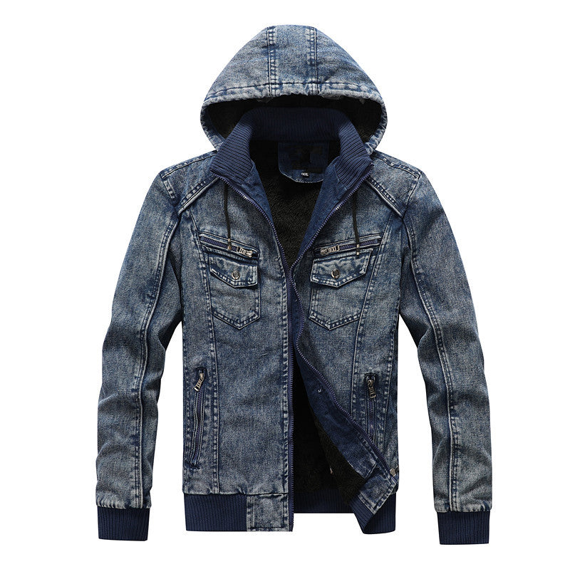 Herren Utility-Denim-Blouson mit Kapuze und Thermo-Teddyfutter Shop Nory