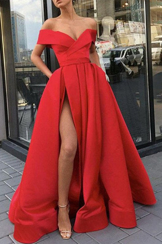 Elegantes Formelles Einfarbiges Schlitz V-Ausschnitt Abendkleid Kleider- 12 Farben