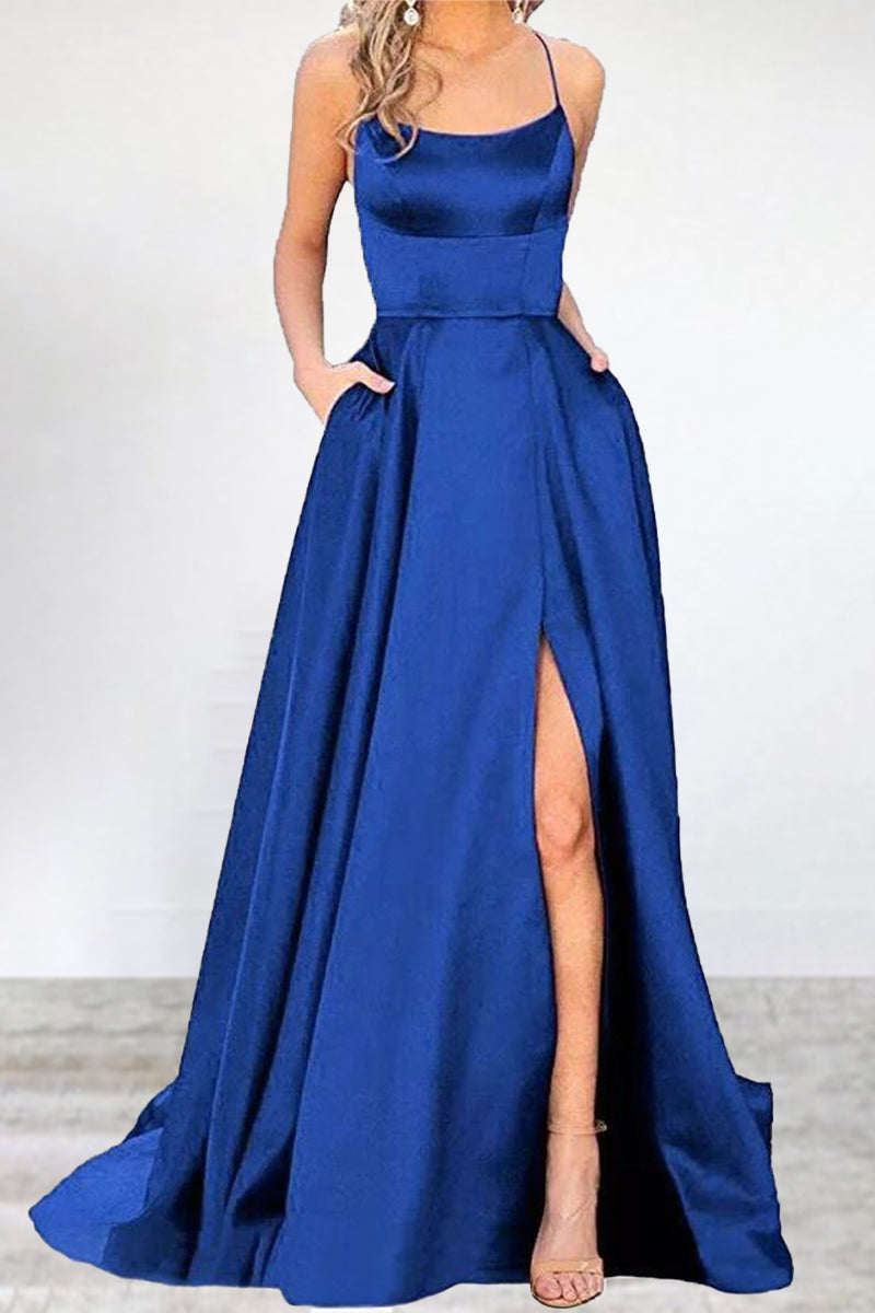 Sexy Formell Einfarbig Hohe Öffnung U Hals Abendkleid Kleider- 16 Farben