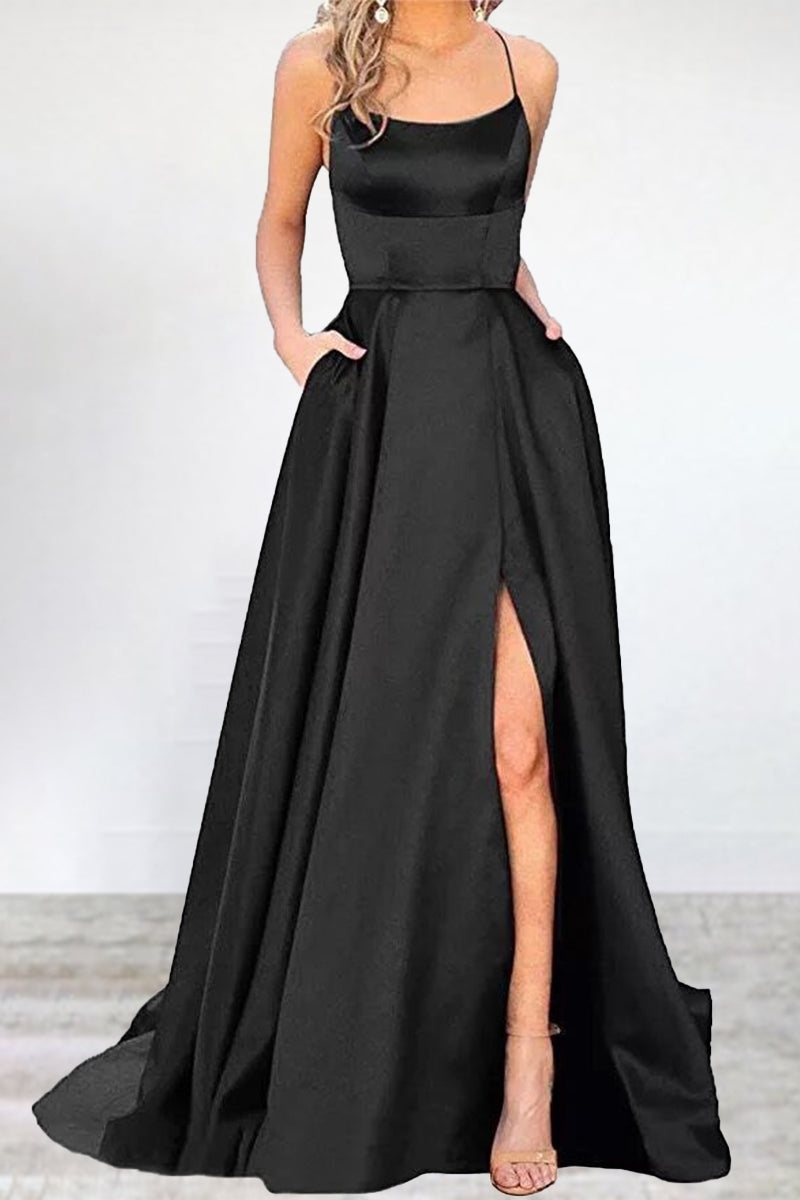 Sexy Formell Einfarbig Hohe Öffnung U Hals Abendkleid Kleider- 16 Farben