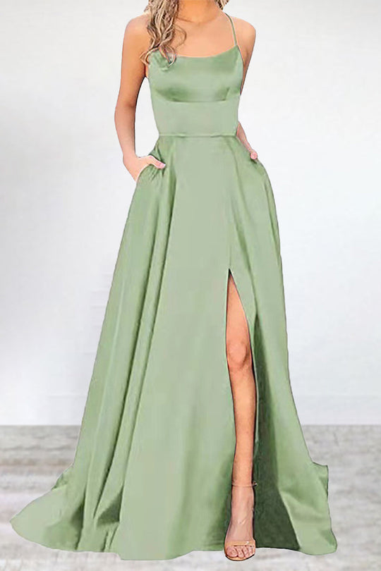 Sexy Formell Einfarbig Hohe Öffnung U Hals Abendkleid Kleider- 16 Farben