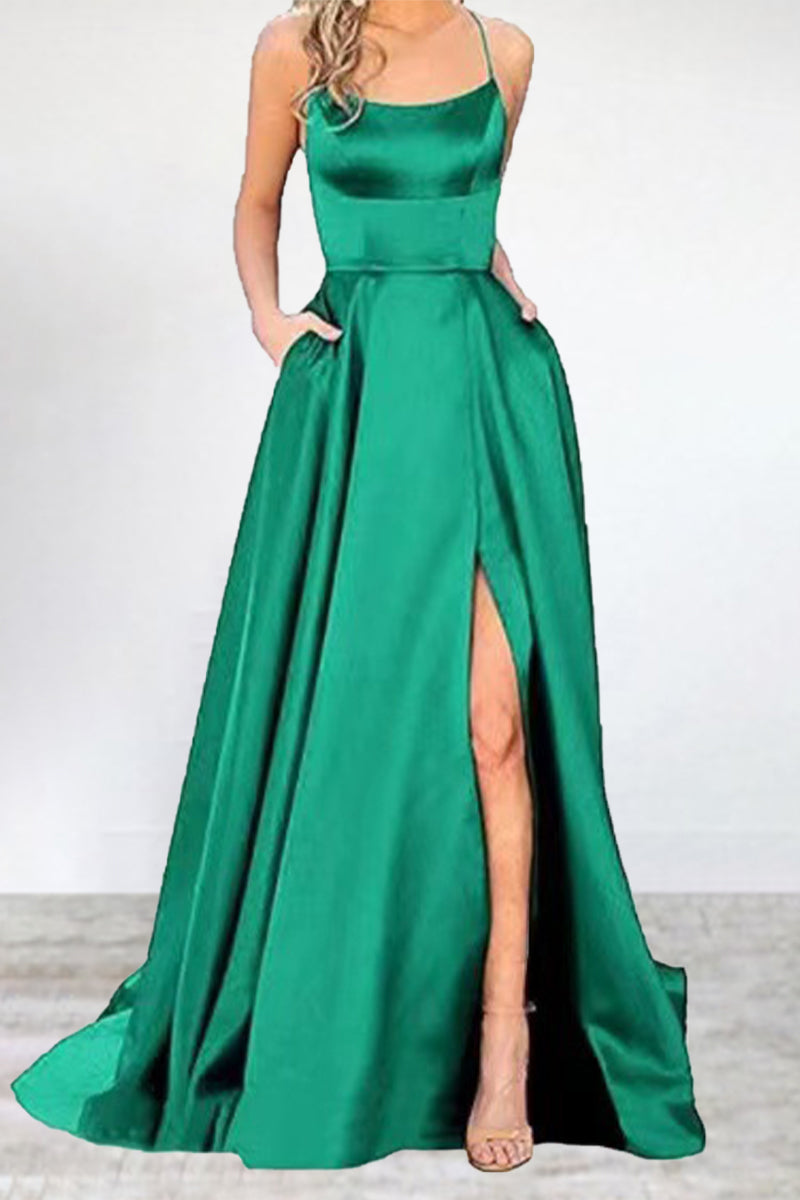 Sexy Formell Einfarbig Hohe Öffnung U Hals Abendkleid Kleider- 16 Farben
