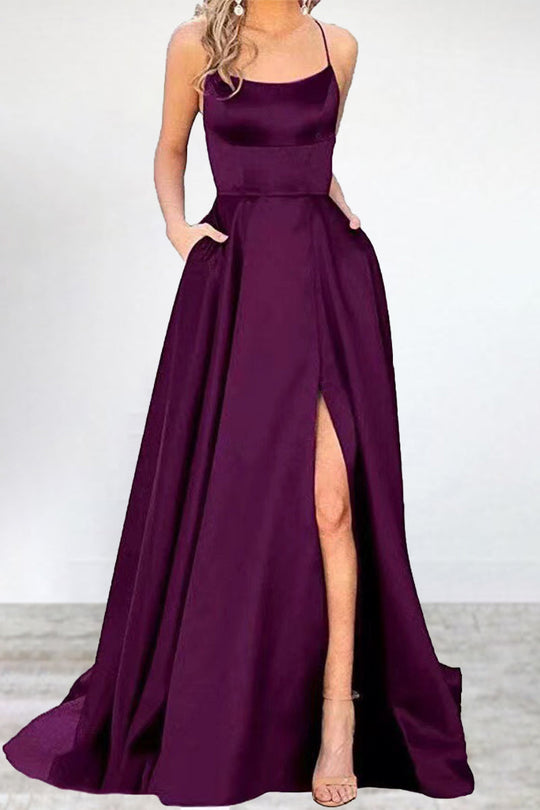 Sexy Formell Einfarbig Hohe Öffnung U Hals Abendkleid Kleider- 16 Farben