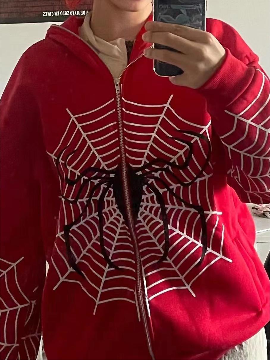 Hoodie mit Reißverschluss Und Spider-Logo