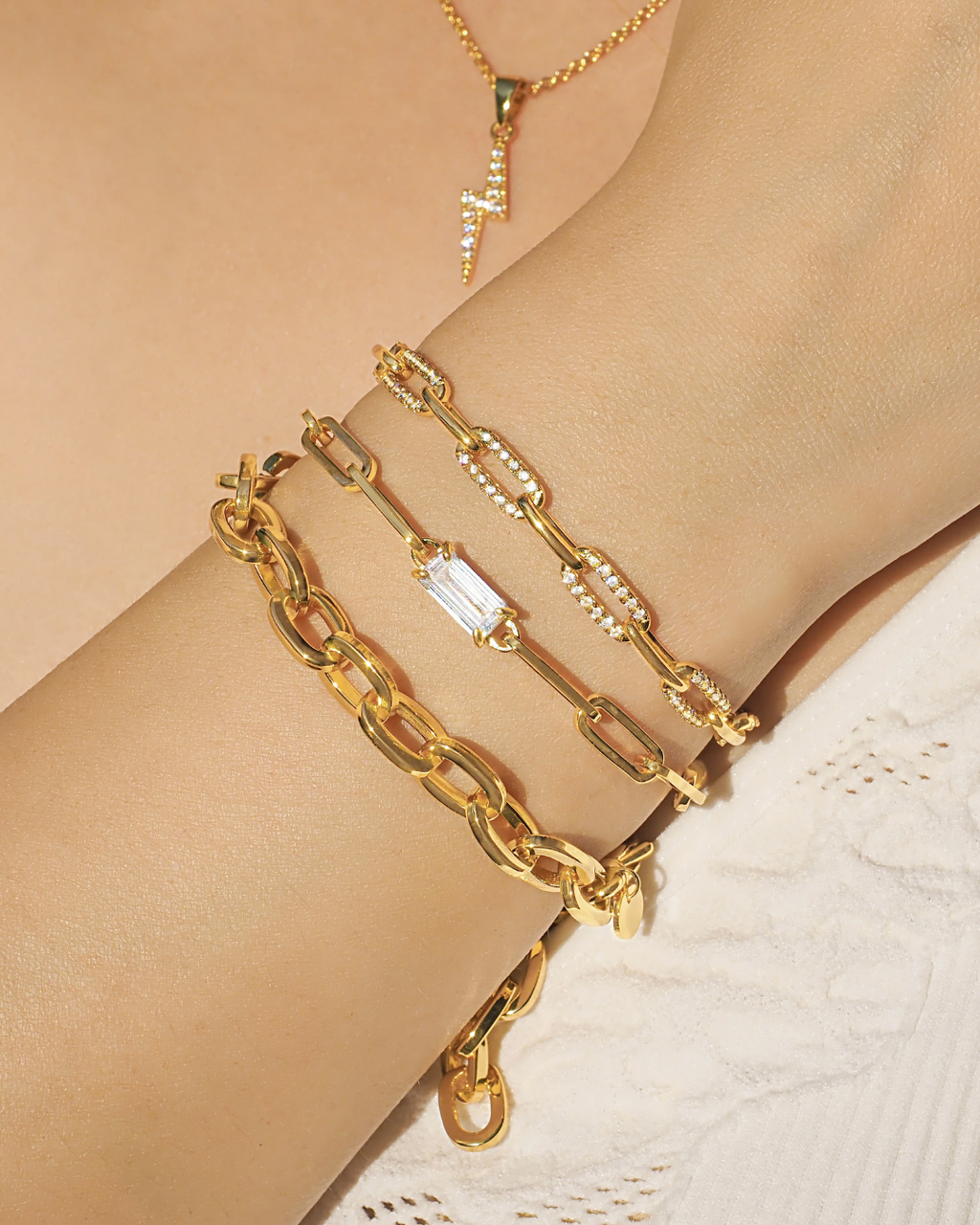 Luxe Kyla Kristall Goldkette Armband | Shop Nory