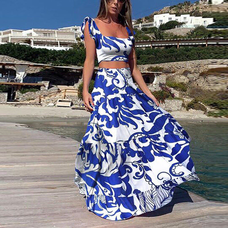 Damen Elegantes Maxikleid mit fließendem Saum und verspieltem Blumenmuster