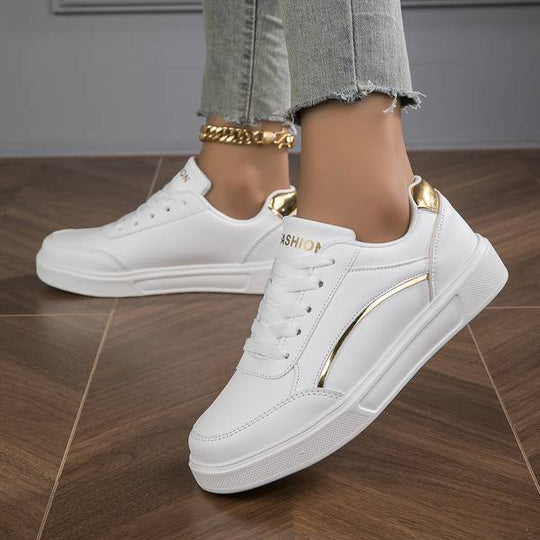 Sneaker Weiße Sneaker mit Gold/Silber Details