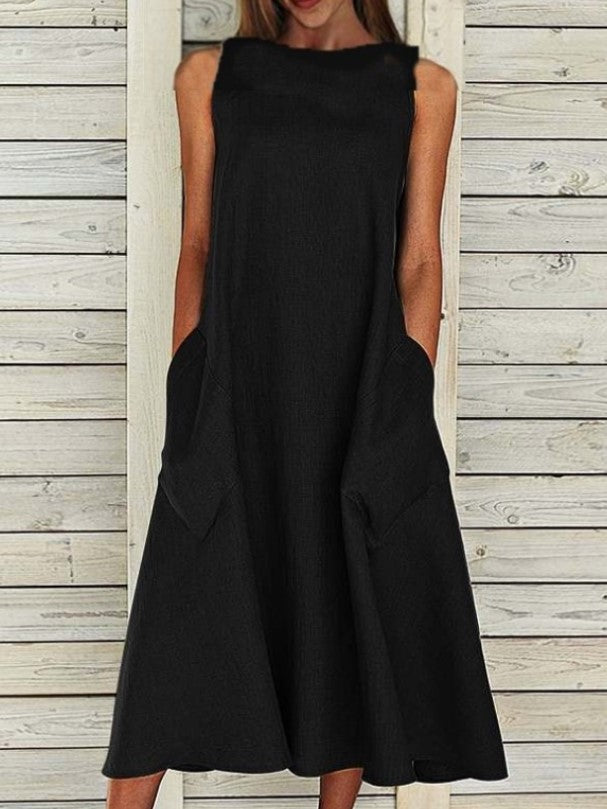 Damen luftiges Maxikleid mit praktischen Seitentaschen