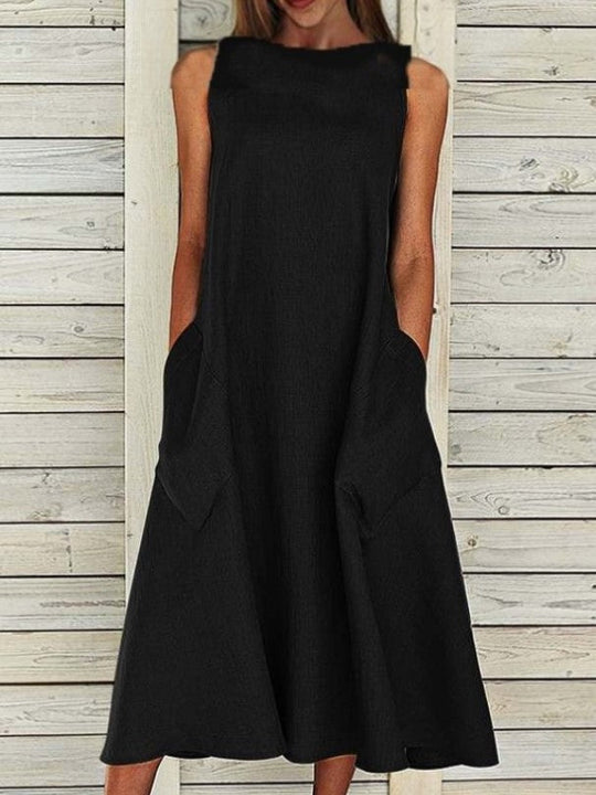 Damen luftiges Maxikleid mit praktischen Seitentaschen