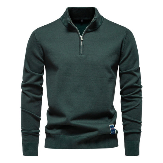 Herren-Strickpullover mit Stehkragen und Reißverschluss
