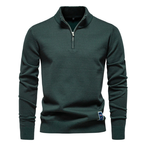 Herren-Strickpullover mit Stehkragen und Reißverschluss