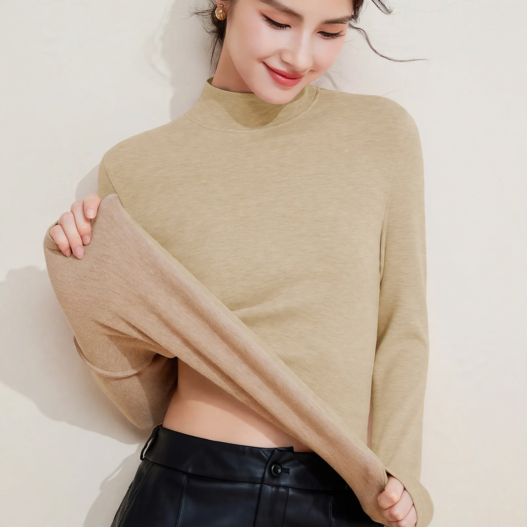 Damen-Thermo-Unterziehshirt mit Stehkragen, gefüttert