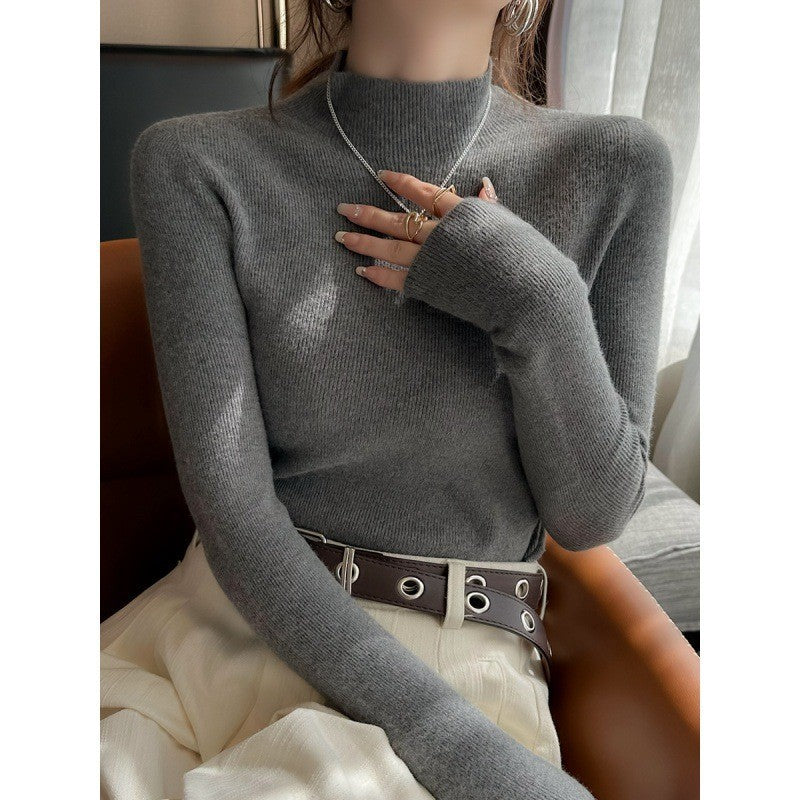 Damen-Strickpullover, Rundhals, langärmelig, figurbetont