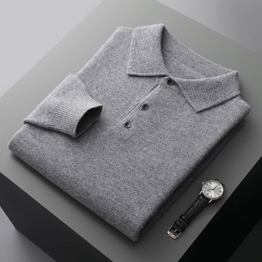 Herren Pullover, Polo-Kragen, Wolle-Kaschmir, Business