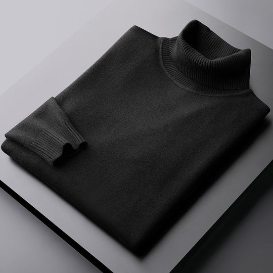 Gefütterter Herren-Strickpullover mit Stehkragen