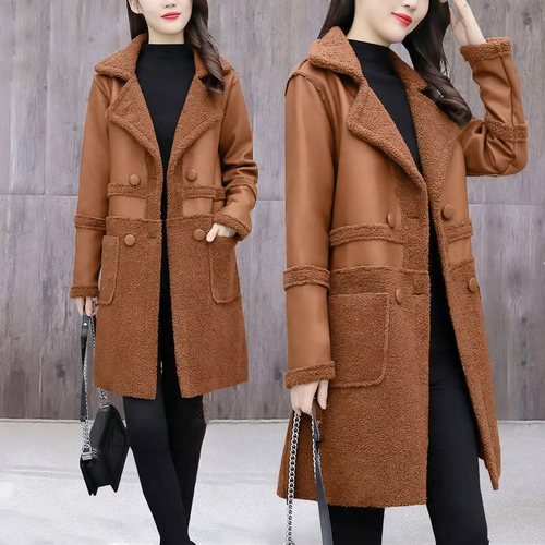 Wendbare Teddy-Jacke für Damen, mittellang