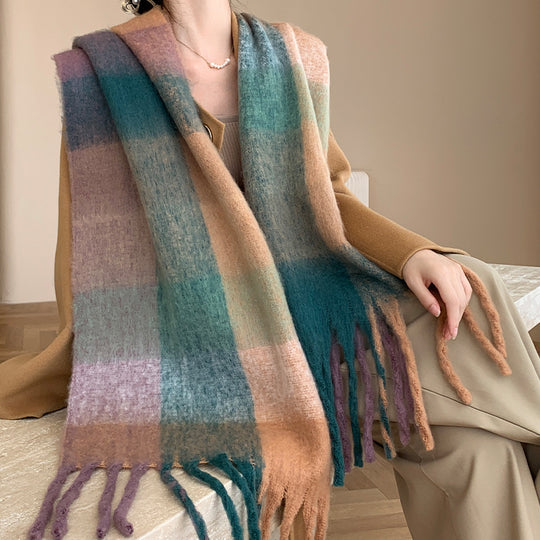 Karierter Schal in Mohair-Optik, wärmend