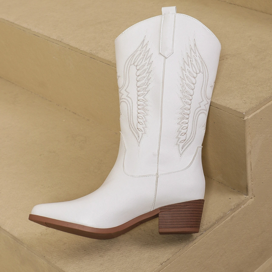 Shopnory | Bestickte Mittelhohe Cowboystiefel