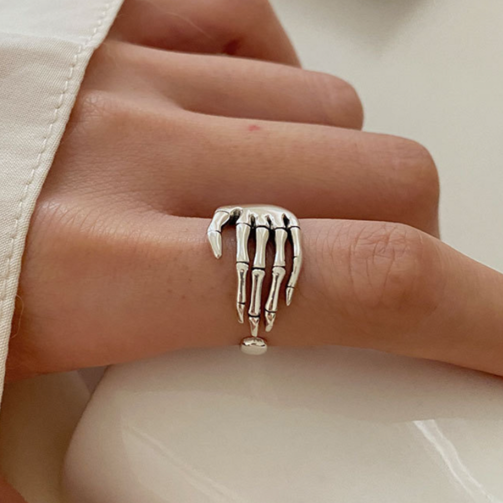 Sterling Silver Skeleton Hand Ring | Shop Nory