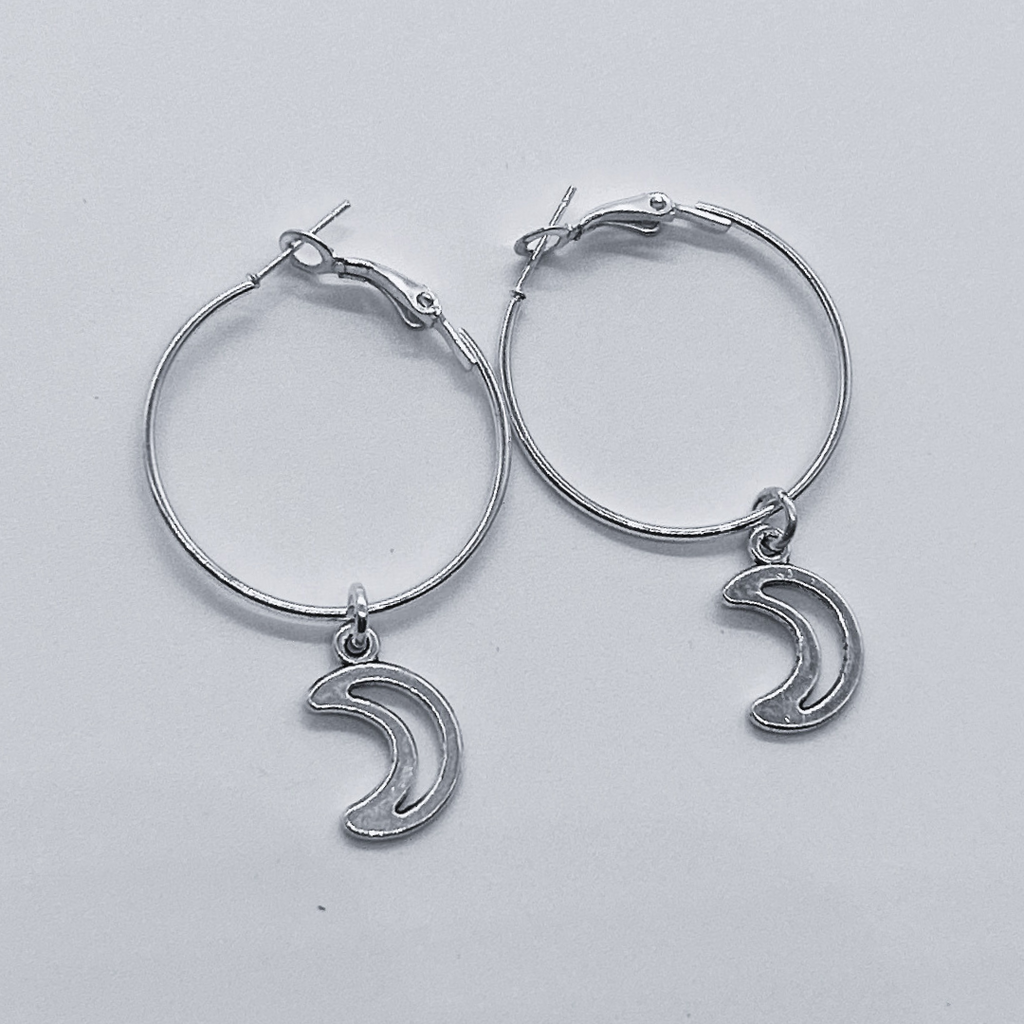 Silver Hoop Earrings With Charm | Shop Nory