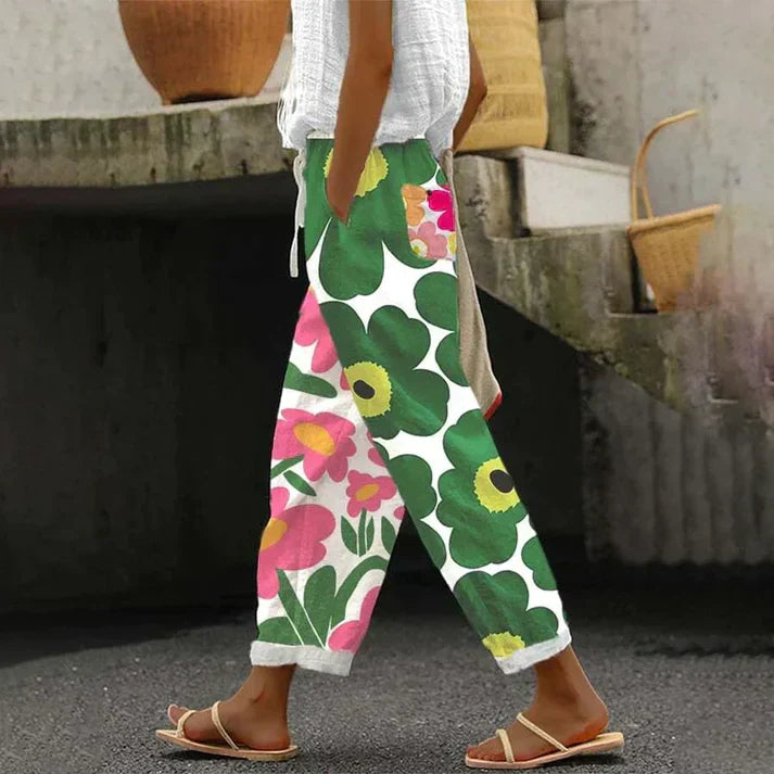 ShopNory | Grüne Hose mit Frischem Blumendruck