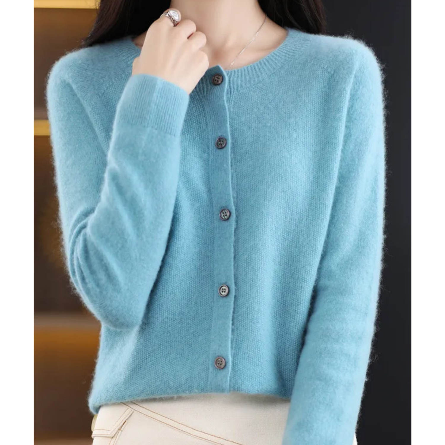 ShopNory |Damen O-Ausschnitt Strickjacke Pullover