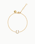 Glückliche Hufeisen-Kristall-Gold-Anhänger-Armband | Shop Nory