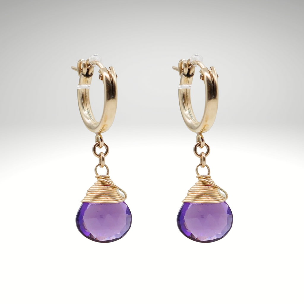 Amethyst-Geburtsstein/Zodiac-Huggie-Ohrringe | Shop Nory