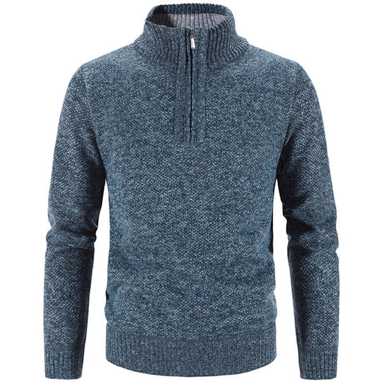 Herren-Strickpullover mit Stehkragen und Reißverschluss