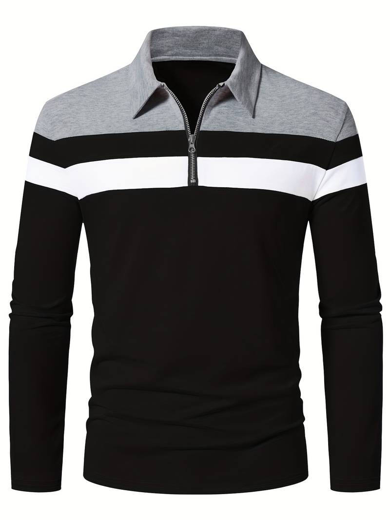 langärmliges poloshirt mit reißverschluss