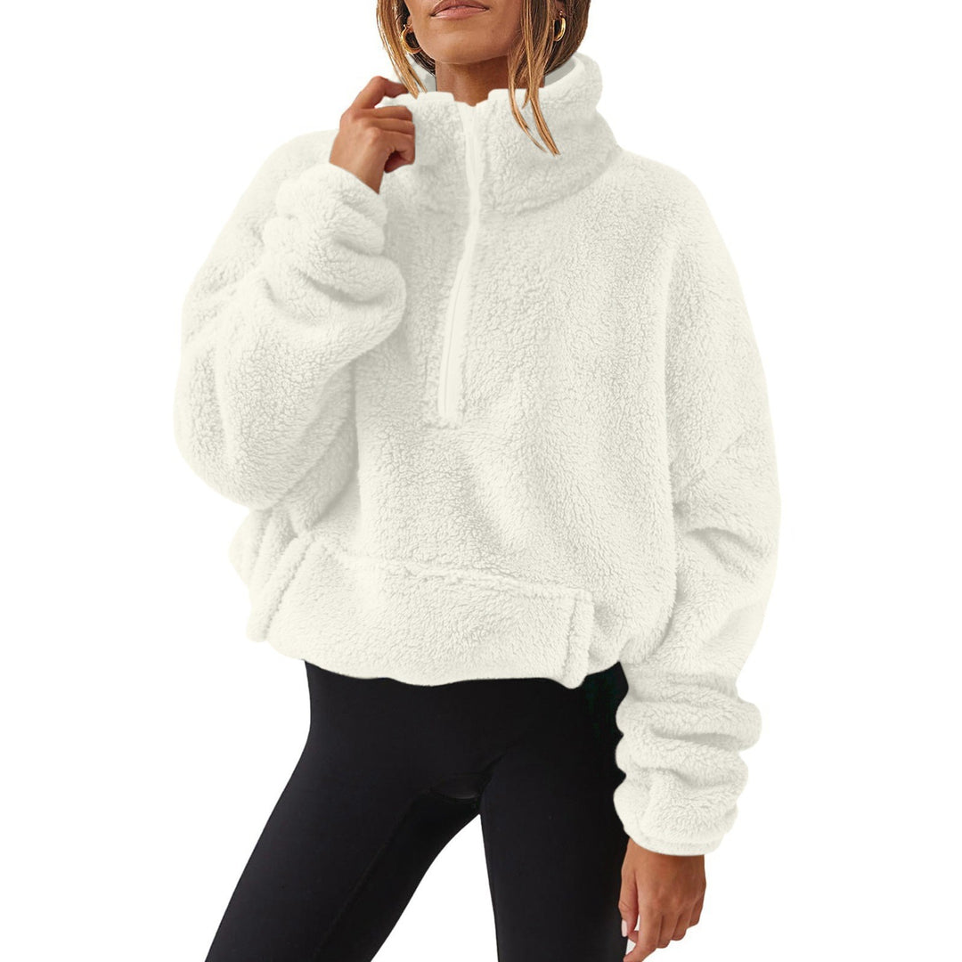 Gefütterter Damen-Sweater mit Stehkragen und Reißverschluss