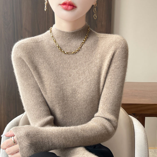 Damen-Strickpullover mit Stehkragen, figurbetont