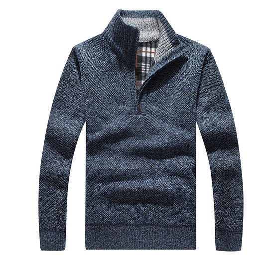 Dicker Herren-Strickpullover mit Reißverschluss und Futter
