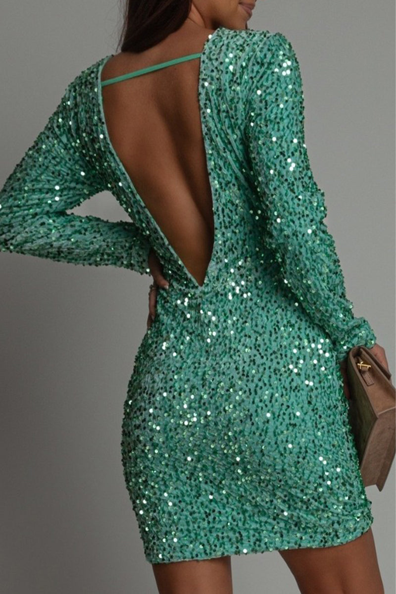 Schickes Winter Party Kleid mit Rückenfreiem Schnitt für Frauen | ShopNory