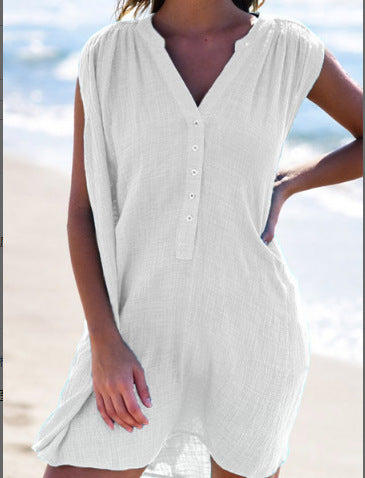 Damen Strandkleid mit Knopfleiste
