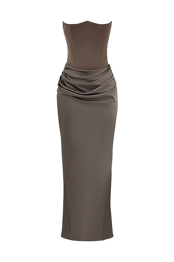 Trägerloses Korsett Maxi Kleid