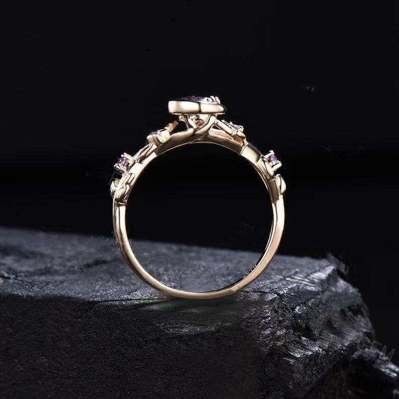 Mondstern-Farbwechselnder Alexandrit- und Amethyst-Verlobungsring | Shop Nory