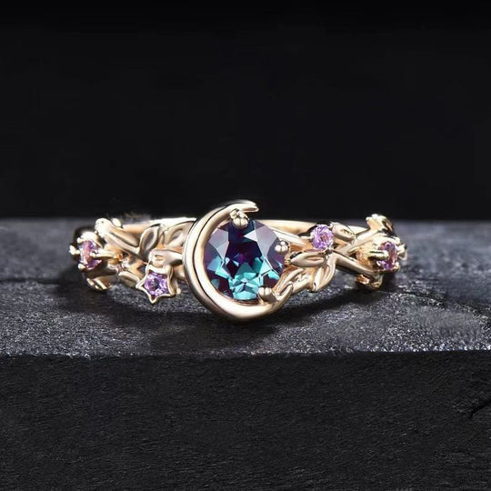 Mondstern-Farbwechselnder Alexandrit- und Amethyst-Verlobungsring | Shop Nory