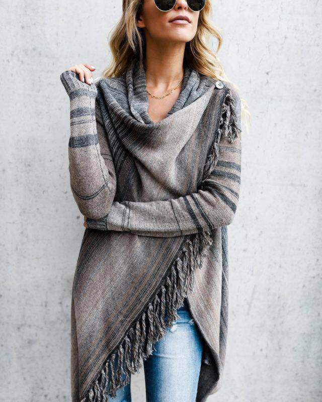 Shopnory | Damen Quaste Strickjacke Warm
