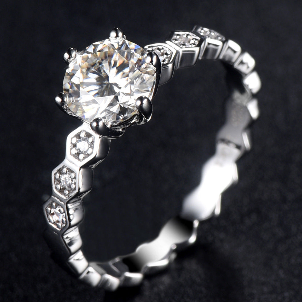 Damen Ring mit funkelndem Kristall und elegantem Hexagon-Design Shop Nory