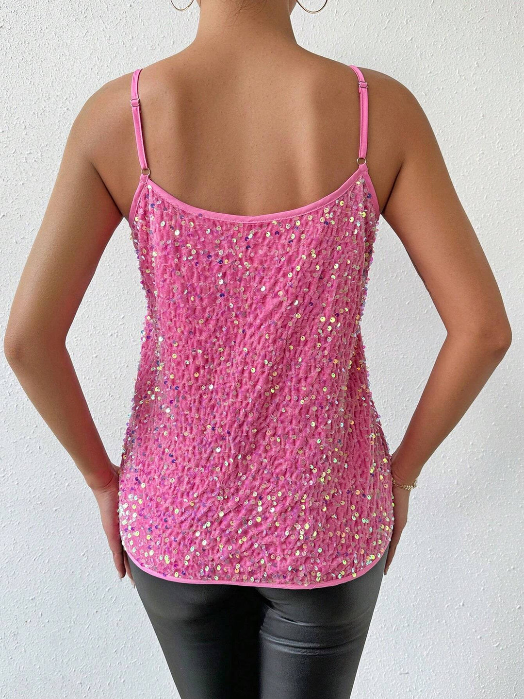 Lockere Top mit Glitzernden Spaghettiträgern